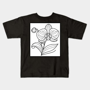 Black And White Orchid Design Kids T-Shirt